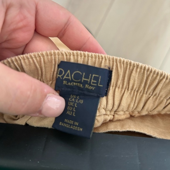 Rachel Roy Linen blend Faux Wrap Skirt Size large Beige Tan with Pocket beach - Picture 6 of 8